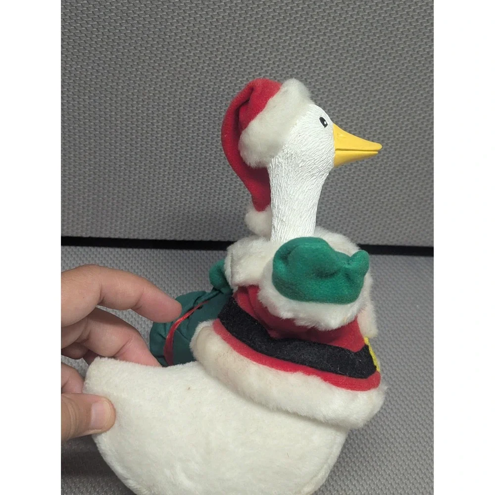 VTG 1997 Christmas Santa Goose Golden Eggs Desk/Mini Porch Goose Decor Roman Inc